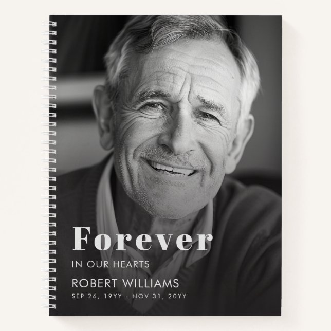 Forever In Our Hearts Funeral Memorial Photo Notebook (Front)