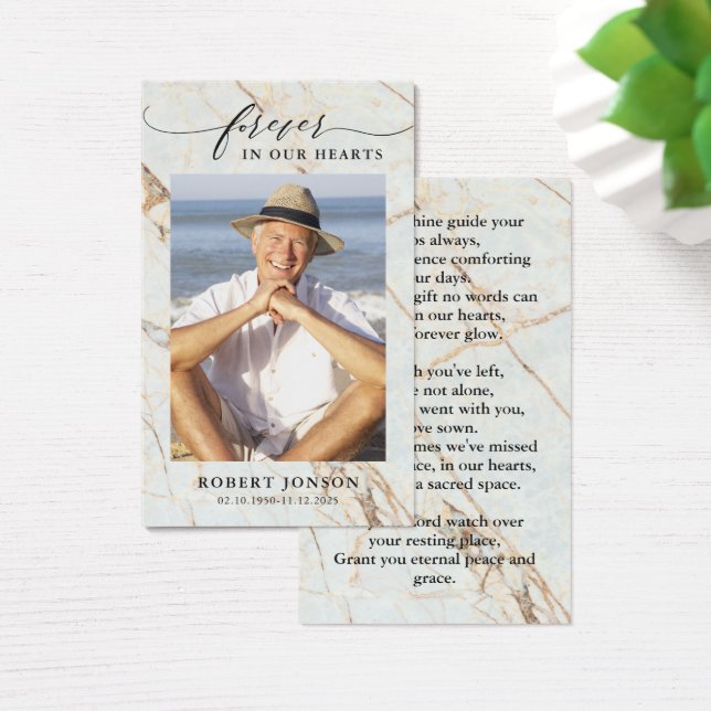 Forever In our Hearts Funeral Memorial Prayer Card (Bureau)