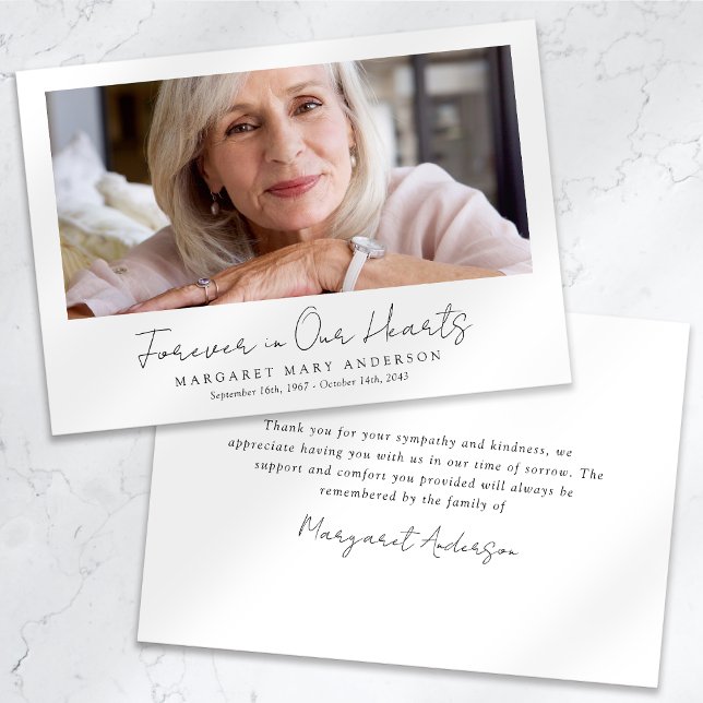 Forever in Our Hearts Funeral Memorial Thank You Card (Creator Uploaded)