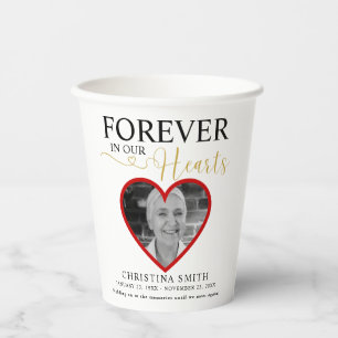 Forever in our hearts Funeral Photo Memorial Tri- Paper Cups