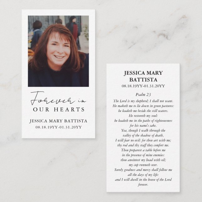 Forever in Our Hearts Funeral Prayer Card (Front/Back)