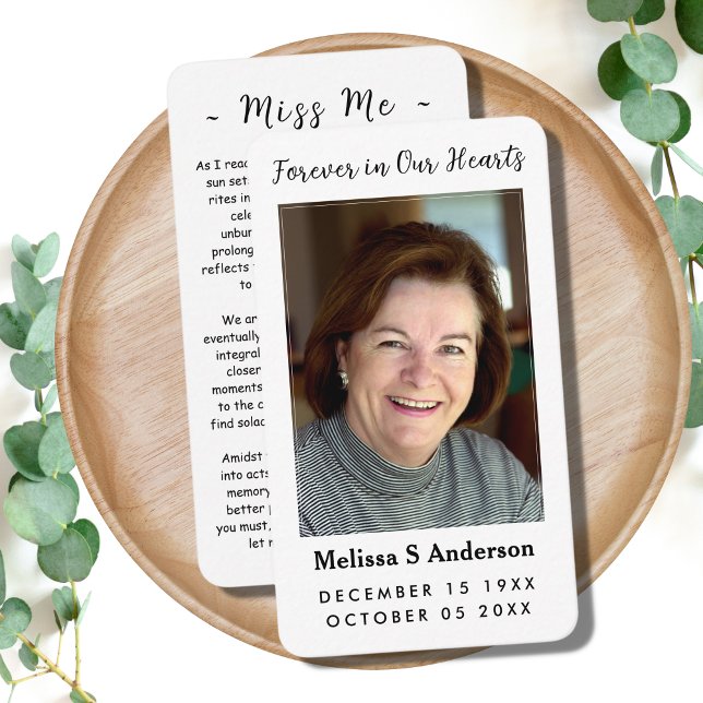 Forever in Our Hearts Funeral Prayer Photo Card (Creator Uploaded)