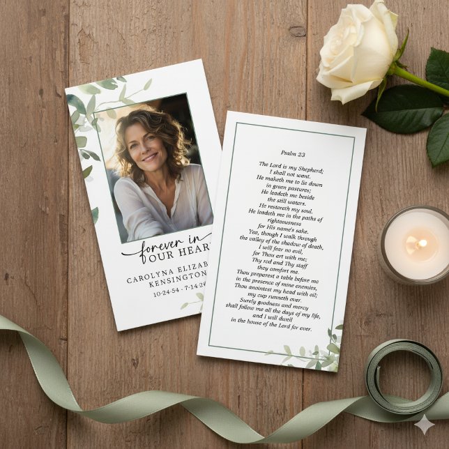Forever in Our Hearts Funeral Psalm Prayer Card (Forever in Our Hearts Funeral Psalm Prayer Cards)