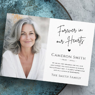 Forever in our hearts funeral sympathy thank you card