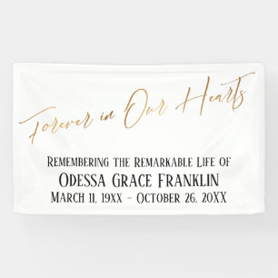 Forever in Our Hearts Gold Handwriting Typography Banner
