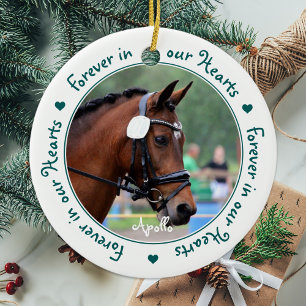 Forever in our Hearts Green Horse Pet Memorial Ceramic Ornament
