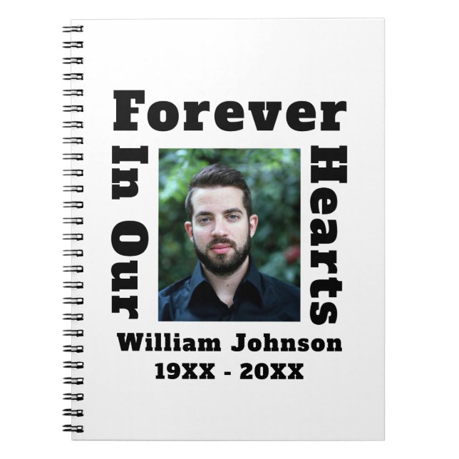 Forever In Our Hearts Grief In Loving Memory Photo Notebook (Front)