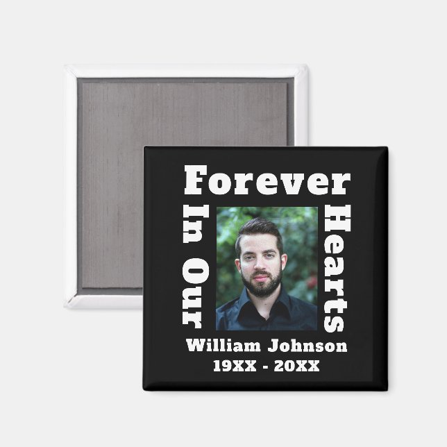 Forever In Our Hearts In Loving Memory Photo Grief Magnet (Front/Back)