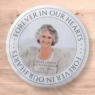 Forever In Our Hearts Memorial Elegant Photo 2 Inch Round Button