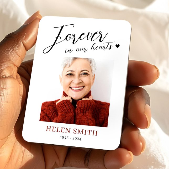 Forever in Our Hearts Memorial Funeral Photo Magnet (Forever in Our Hearts Memorial Funeral Photo Magnet, Loss of Mom Gift)