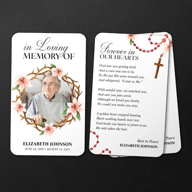 Forever in Our Hearts Memorial Funeral PrayerCard (Créateur téléchargé)