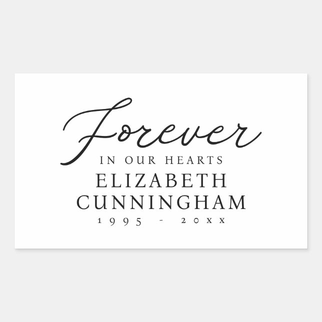 Forever in our Hearts Memorial Modern Chic Sticker (Front)