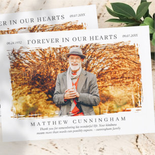 Forever in our Hearts Memorial Modern Simple Photo Thank You Card