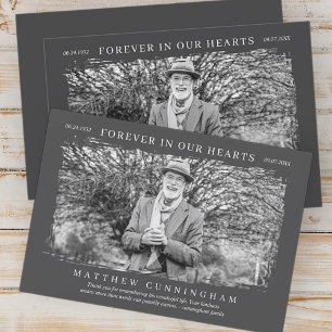Forever in our Hearts Memorial Modern Simple Photo Thank You Card