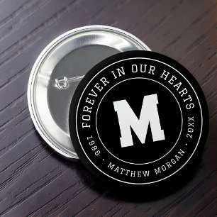 Forever In Our Hearts Memorial Monogram 2 Inch Round Button