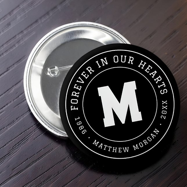 Forever In Our Hearts Memorial Monogram 2 Inch Round Button (Creator Uploaded)