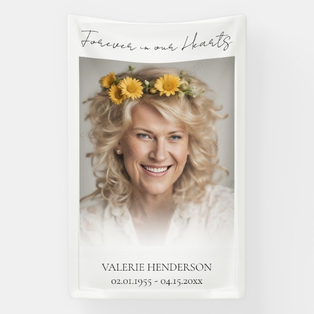 Forever in our Hearts Memorial Photo  Banner (Vertical)