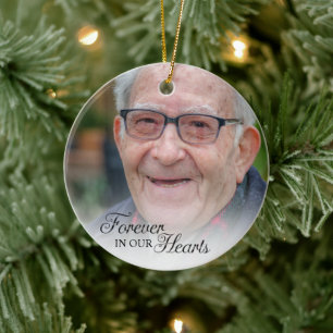Forever In Our Hearts Memorial Photo Ceramic Ornament