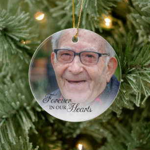 Forever In Our Hearts Memorial Photo Ceramic Ornament