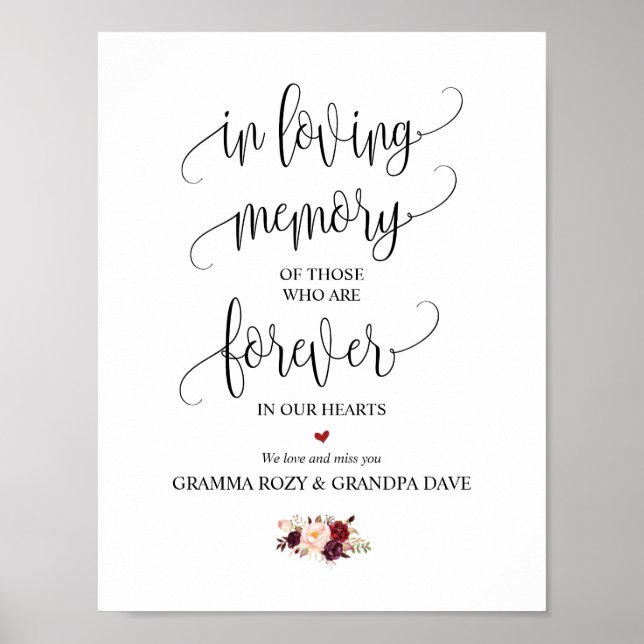 Forever In Our Hearts Memorial Sign (Front)