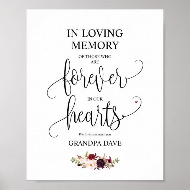 Forever In Our Hearts Memorial Sign v10 (Front)