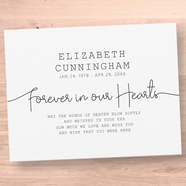 Forever In Our Hearts Memorial Simple Modern Quote Card (Creator Uploaded)