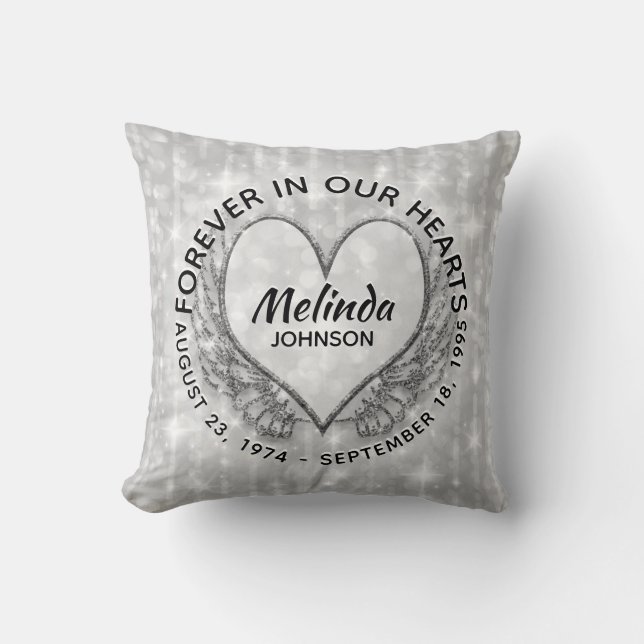 Forever in Our Hearts Memorial Throw Pillow (Front)