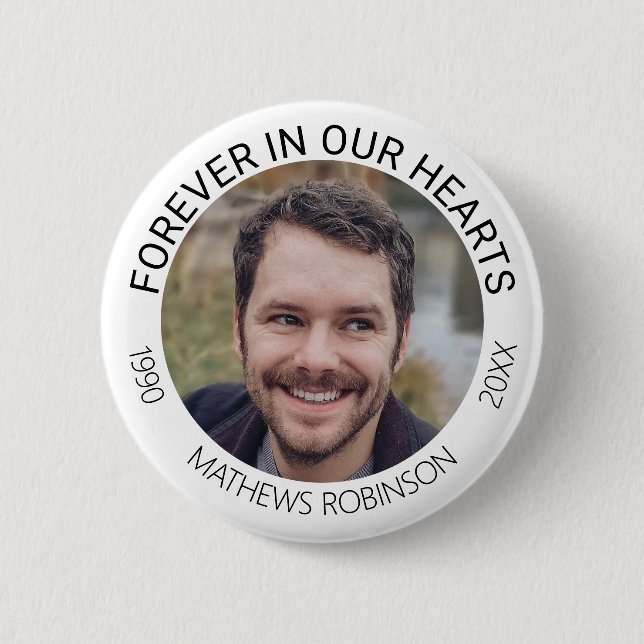 Forever in our hearts Memorial Tribute Funeral 2 Inch Round Button (Front)
