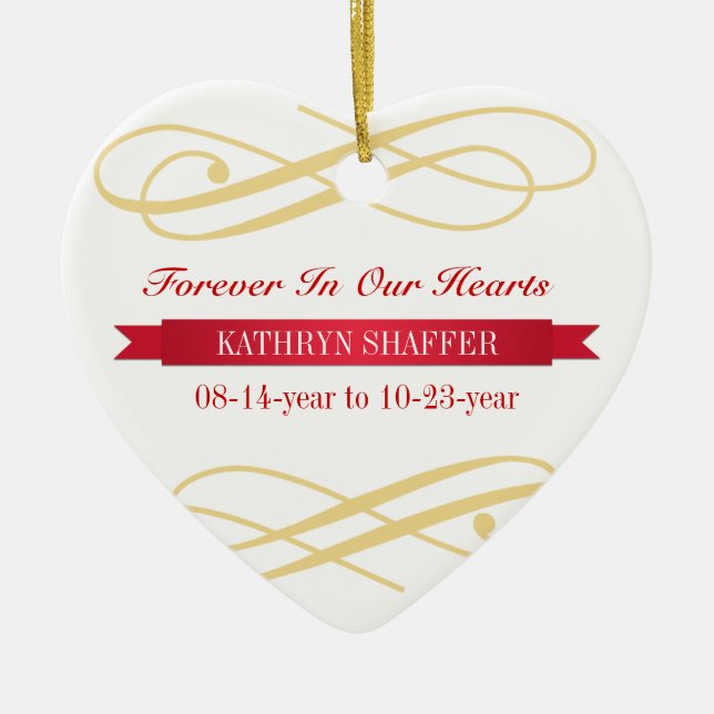 Forever In Our Hearts memory of memorial custom Ceramic Ornament (Front)
