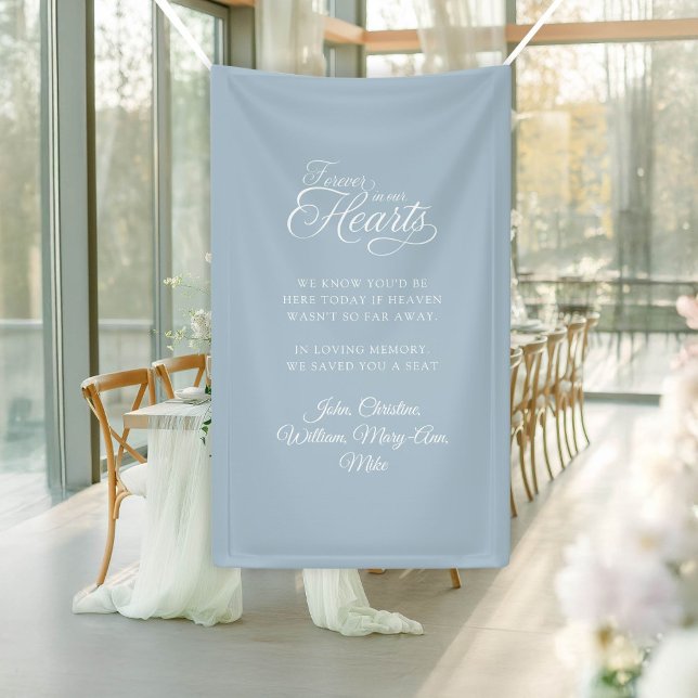 Forever in our Hearts! Modern Calligraphy Wedding Banner (Forever in our Hearts! Modern Calligraphy Custom Wedding Banner with place for your text & names.)
