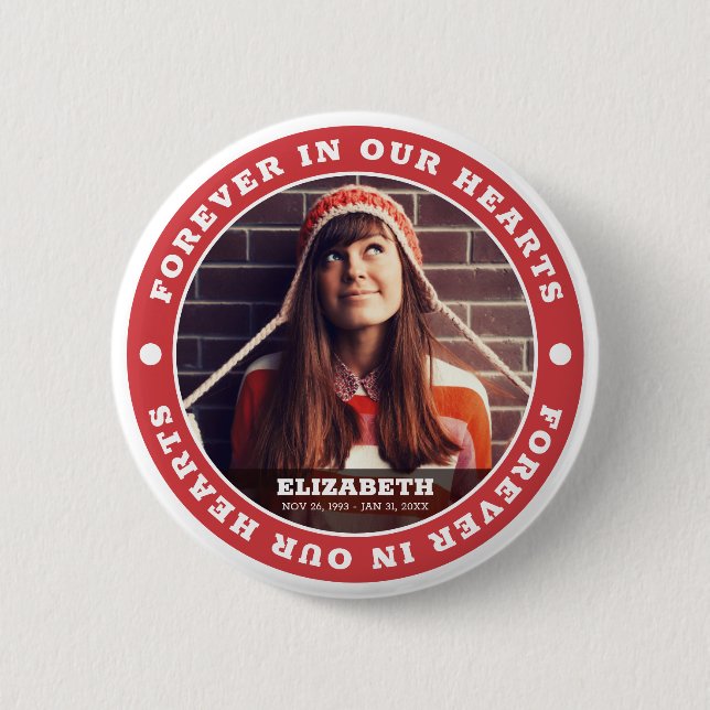 Forever in our Hearts Modern Simple Custom Photo 2 Inch Round Button (Front)