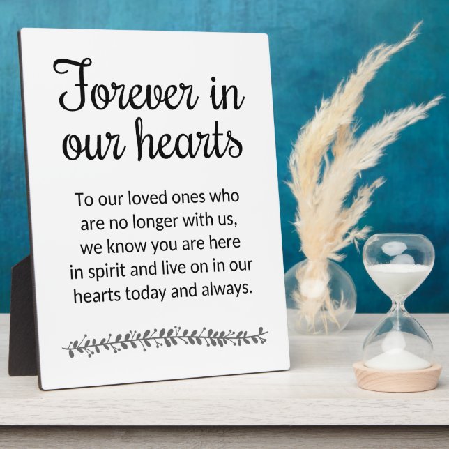 Forever In Our Hearts Modern Wedding Memorial Plaque (Side)