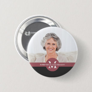 Forever In Our Hearts Monogram Photo Memorial 2 Inch Round Button