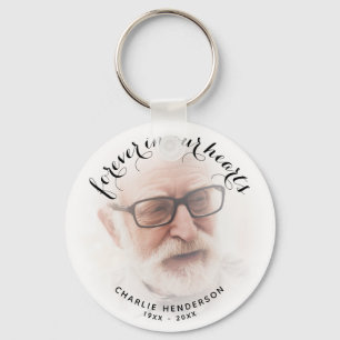 Forever In Our Hearts Or Custom Text Photo Tribute Keychain