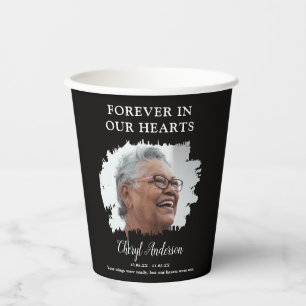 Forever in Our Hearts Personalized Photo Memorial Paper Cups