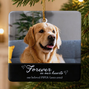 Forever in our Hearts Pet Dog Memorial Photo Ceramic Ornament