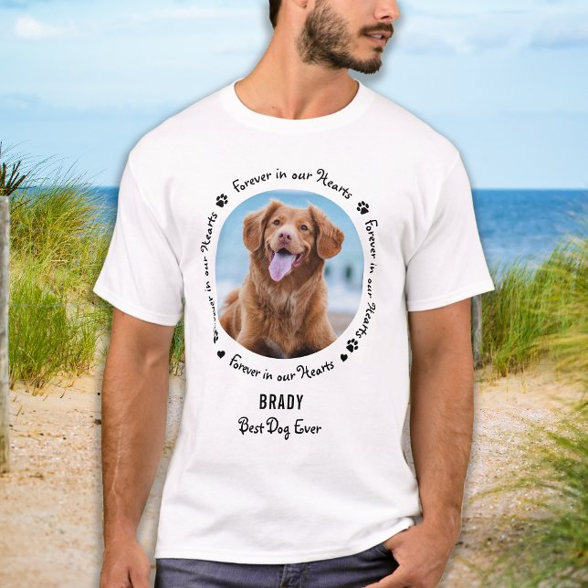 Forever In Our Hearts Pet Loss Pet Memorial Photo T-Shirt (Creator Uploaded)