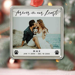 Forever In Our Hearts Pet Lover Tribute Photo Metal Ornament