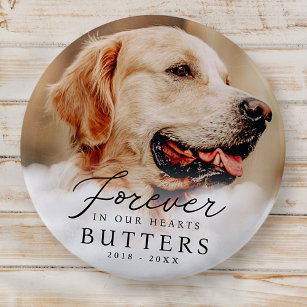 Forever in our Hearts Pet Memorial Modern Photo 2 Inch Round Button