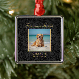 Forever in our Hearts Pet Memorial Name Photo Metal Ornament