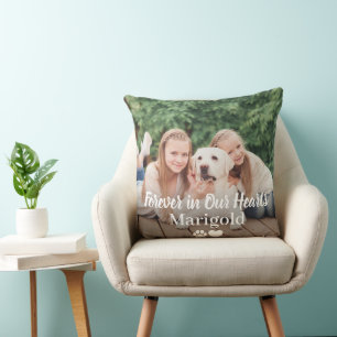 Forever in Our Hearts Pet Memorial Photo Throw Pillow