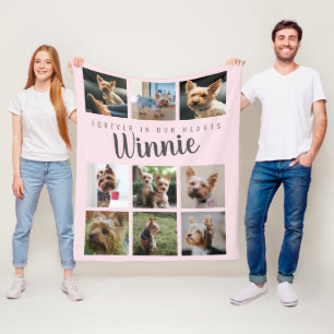 Forever in Our Hearts Pet Pink Memorial Keepsake Fleece Blanket