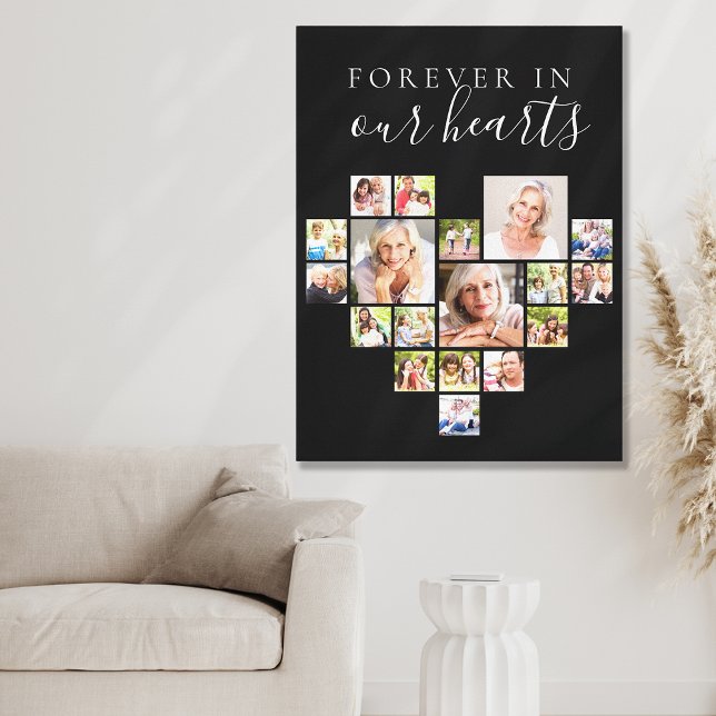 Forever in Our Hearts Photo Collage Black Canvas Print (Creator Uploaded)