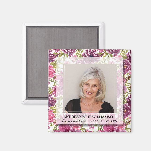 Forever in our Hearts Photo Floral Magnet (Front/Back)