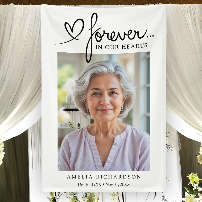 Forever In Our Hearts Photo Funeral Anniversaries Banner (Creator Uploaded)