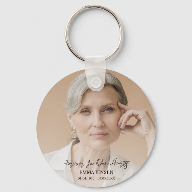 Forever In Our Hearts Photo Funeral Keychain (Front)
