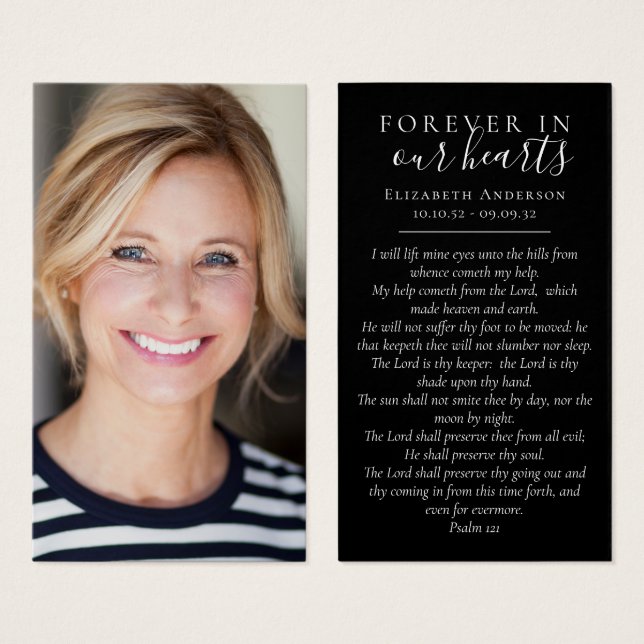 Forever in Our Hearts Photo Funeral Prayer Card (Devant & derrière)