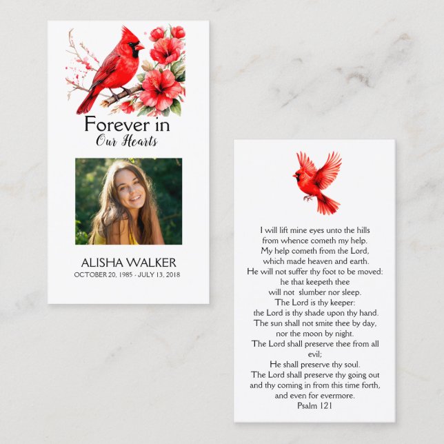 Forever in Our Hearts Photo Funeral Prayer Card (Front/Back)