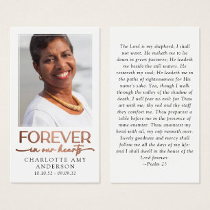 Forever in Our Hearts Photo Funeral Prayer Card