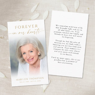 Forever in Our Hearts Photo Funeral Prayer Card
